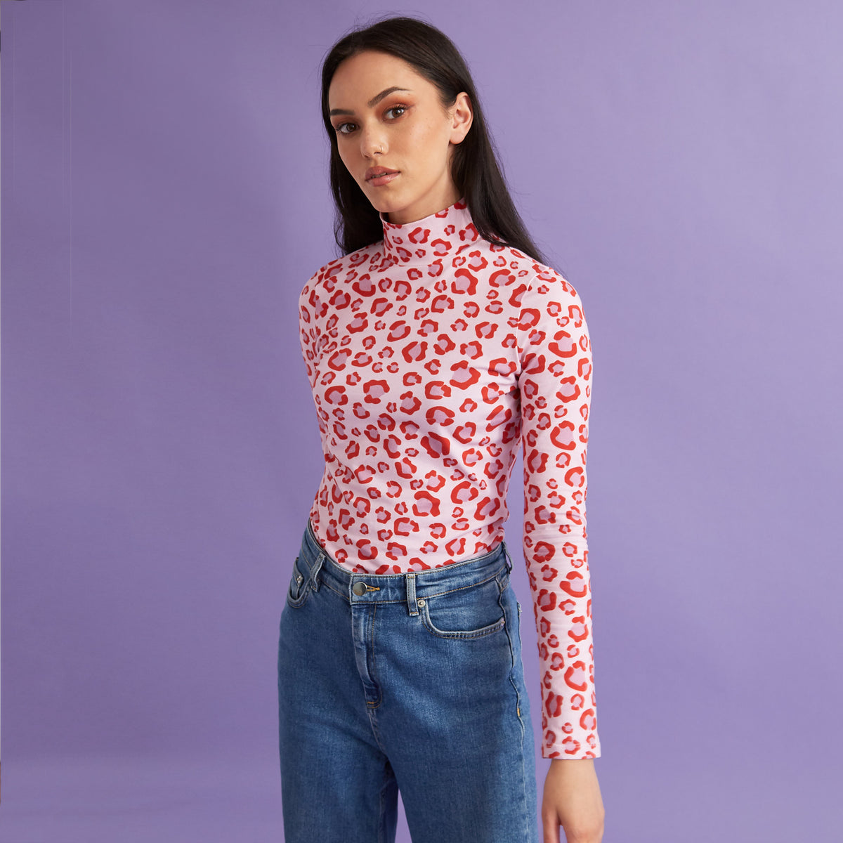 The Hazel Leopard Print High Neck Top Saturday By Megan Ellaby